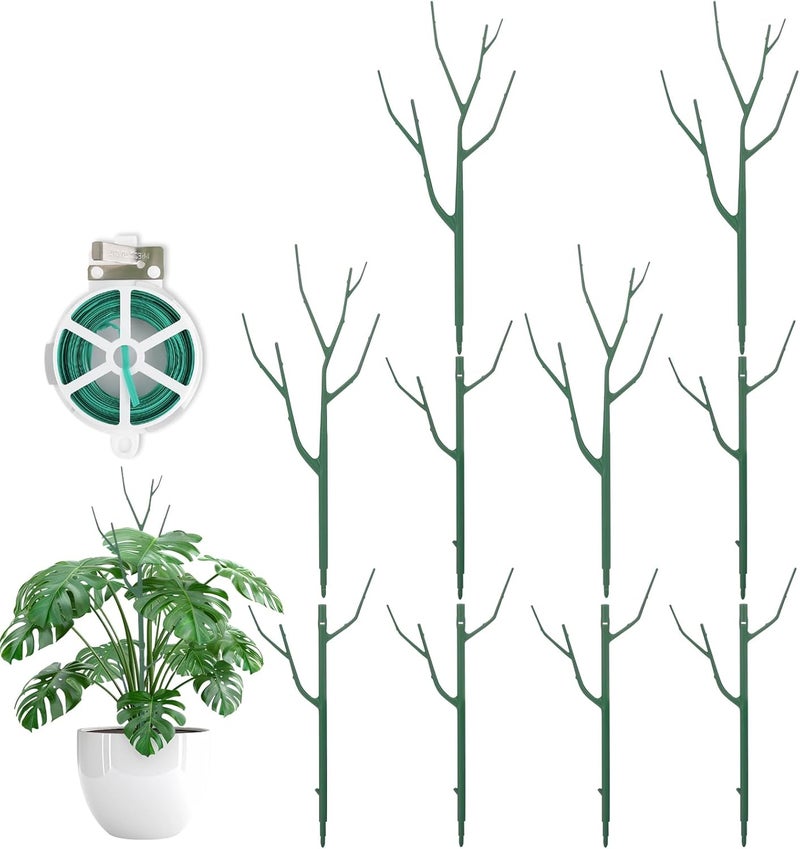 Qaobo 10 Pack Stackable Plant Support Stakes, Climbing Plant Support Structures for Monstera, Pothos, Philodendron Garden Plant Stakes for Indoor Outdoor Plants - Image 1